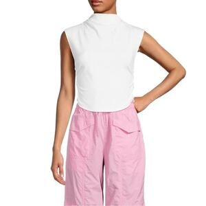 Gianni Bini White Knit Mock Neck Cap Sleeve Crop Top Size S